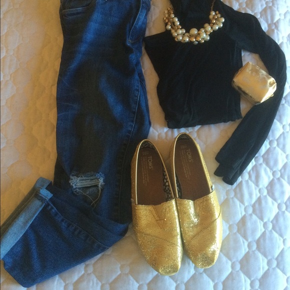 TOMS shoes - gold glitter originals