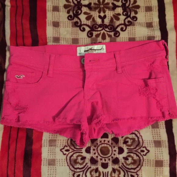 Fushcia denim shorts
