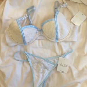 White and blue lingerie set