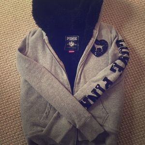 SOLD Victoria secret pink fur hoodie
