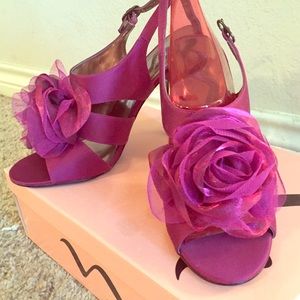 Nina Fuschia Luster Rosette Heels