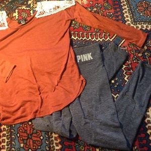 PINK fleece lined yoga pants