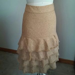 H&M Frayed Woven Ruffled Skirt