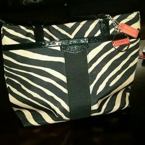 Coach Signature Black & Tan Zebra Tote