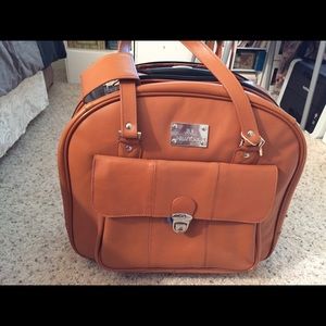 Joy Mangano briefcase on wheels/ tan