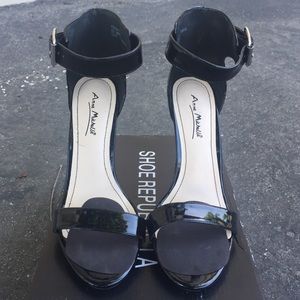 Black ankle strap heels