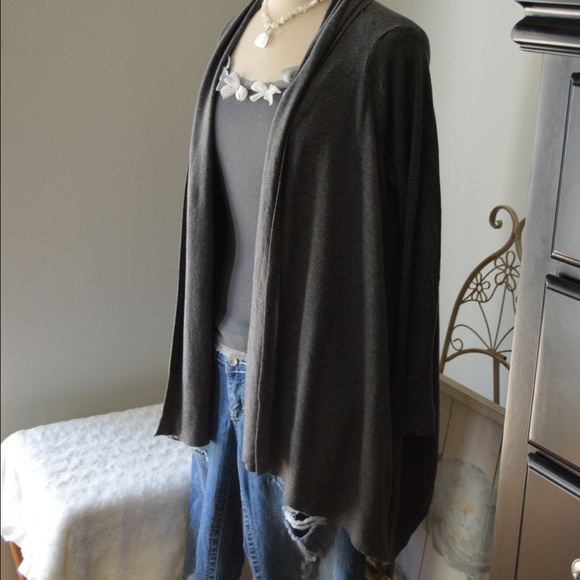 Michael Kors Gray Long Sleeve Cascade Hem Cape