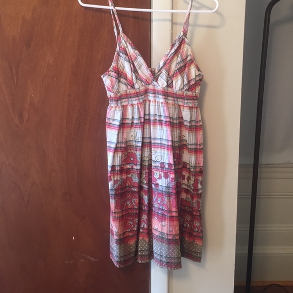 Red plaid summer dress- size large