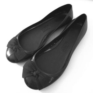 J Crew black rubber jelly flats size 8