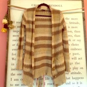 Crochet tan striped cardigan