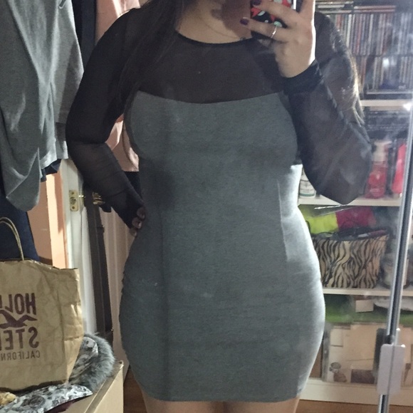 Forever 21 Grey and Black Bodycon Dress