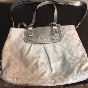 Silver coach shoulder bag