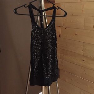 Black racer bank tank with sequins