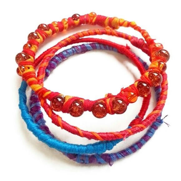 Jewelry - Handmade Boho Bracelet Set bangle fabric hippie
