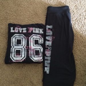 Victoria's Secret PINK hoodie and capris.