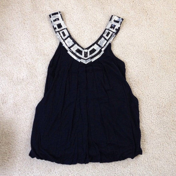 Black Top with Silver Sequins