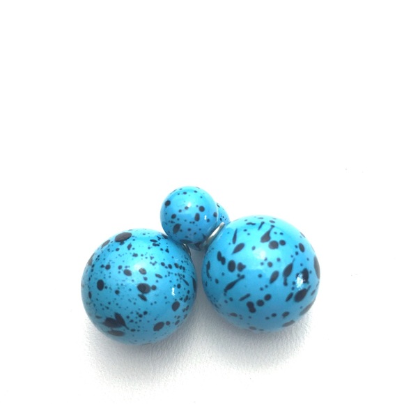 Jewelry - Blue speckled double-sided two-sided earrings