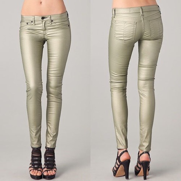 rag & bone Pants - Rag & Bone Champagne Metallic Legging Jeans