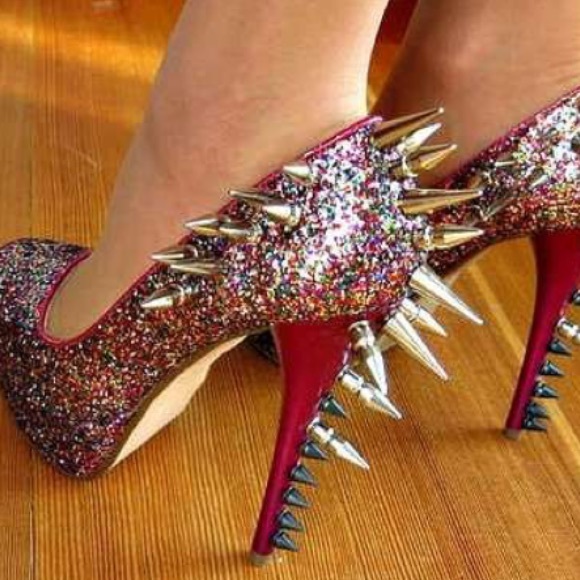 Glitter spiked heels