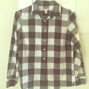 J. Crew Black & White Buffalo Check button down