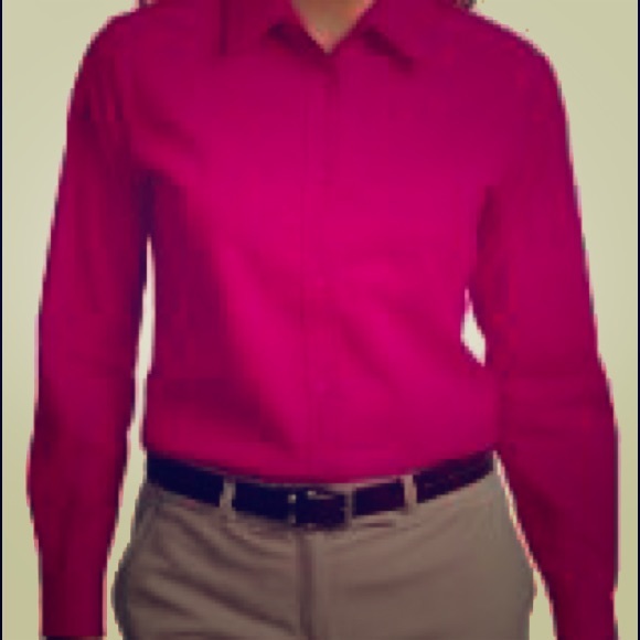 Calvin Klein Fitted Pink Button Down Blouse