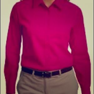 Calvin Klein Fitted Pink Button Down Blouse