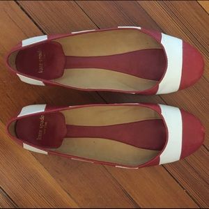 Red & white striped Kate Spade flats
