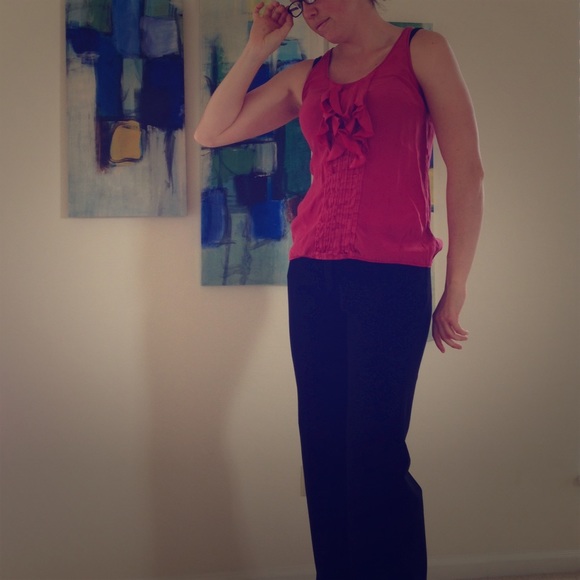 Silk White House Black Market pink top