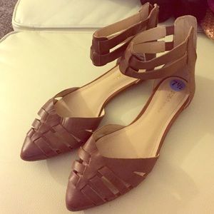 Light Brown strap flats size 7.5