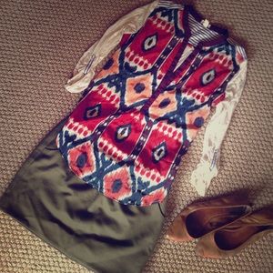Anthropologie Tiny Henley ikat shirt