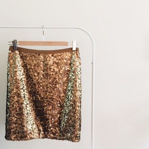 Madewell Gold Sequin Skirt