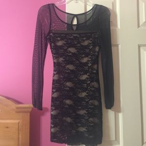Lace party dress, black, nude under it