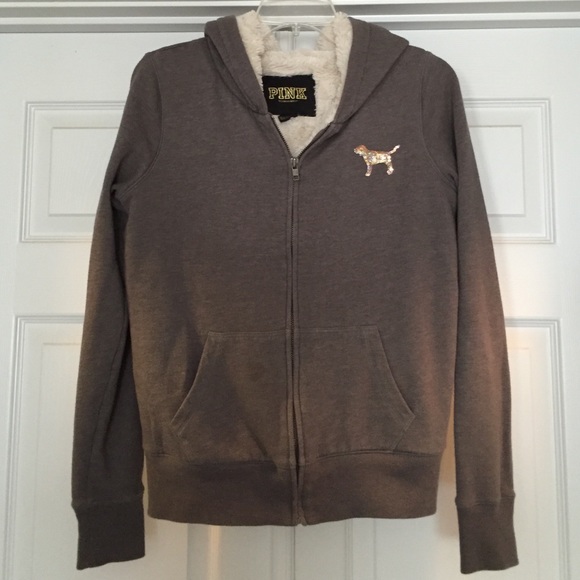 Victoria Secret "Pink" FUR Sequin Zip Up XS