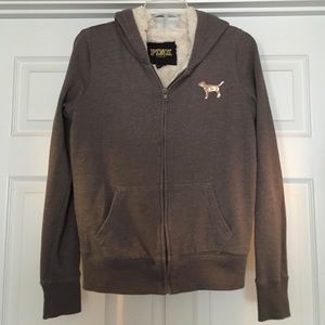 Victoria Secret "Pink" FUR Sequin Zip Up XS