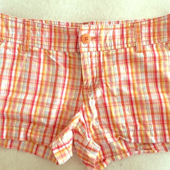 Summery orange and yellow plaid shorts!