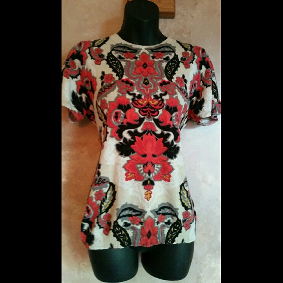 J Crew Short Sleeve Light Weight Floral Sweater La