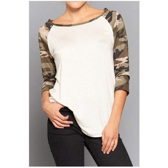 ❗️SOLD❗️Camo Baseball Sleeve Tee - Picture 2 of 2