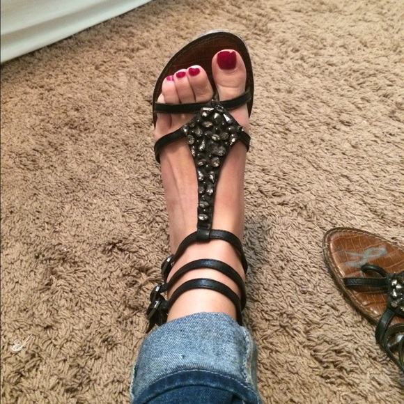 SAM EDELMAN: Black studded sandals