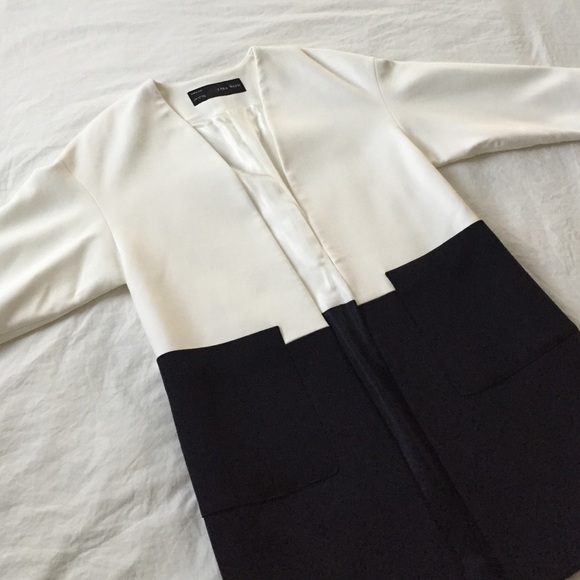 Zara Basic Black And White Coat