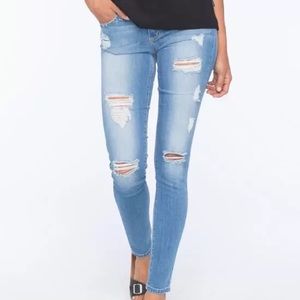 Blank Denim light blue mid rise distressed jeans