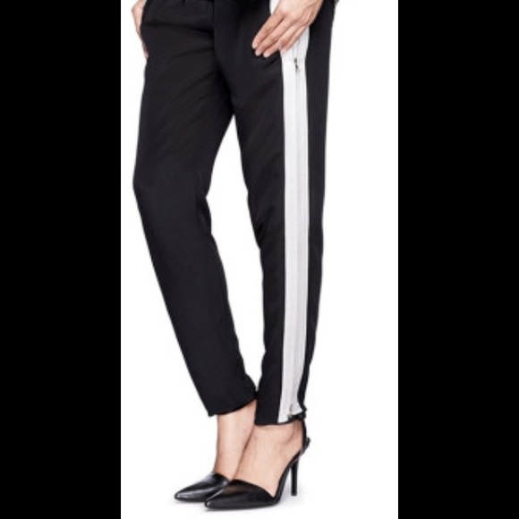 3.1 Phillip Lim black silk pants with white stripe