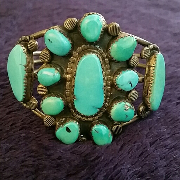 Native American Turquoise + Silver Cuff Bracelet