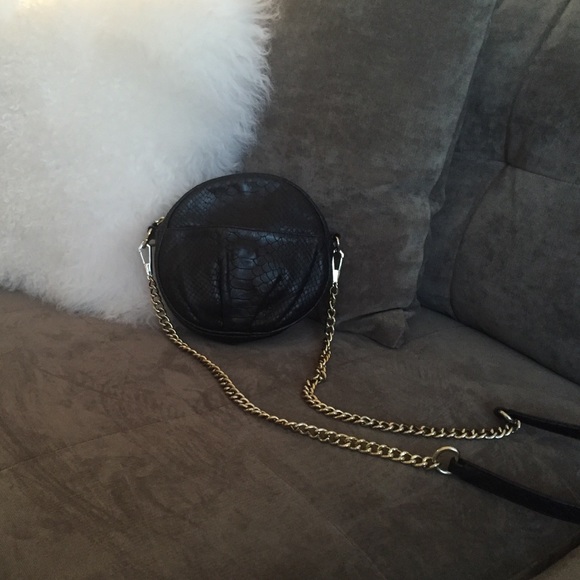 Rebecca Minkoff Mini Black Python Round Crossbody