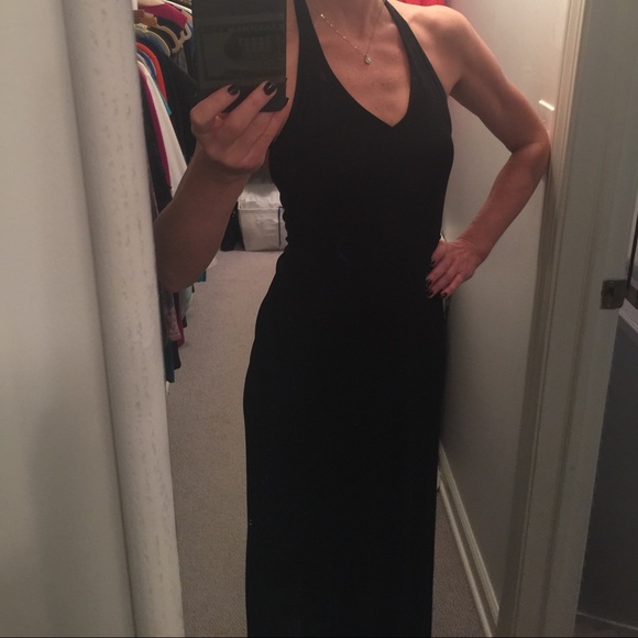 Stunning Elegant floor length Black Halter Dress.