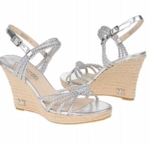 Michael Kors Wedge Strappy Silver Sandals