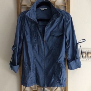 Cabi Marine Blue, crinkle jacket. 100% cotton.