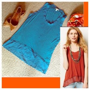 Anthropologie Chiffon Trimmed Turqoise Tank