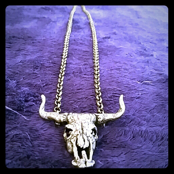 Brass Bull Skull Necklace
