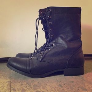 Zip up military style boots