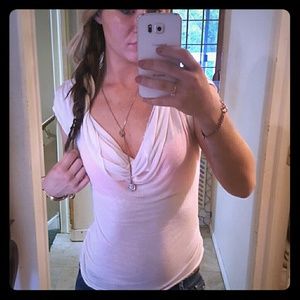 White lowcut neckline shirt